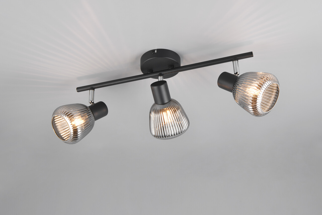 Plafoniera Tarifa, TRIO, 47.5x19 cm, 10W, 3x E14, metal, negru mat/argintiu - imagine 5